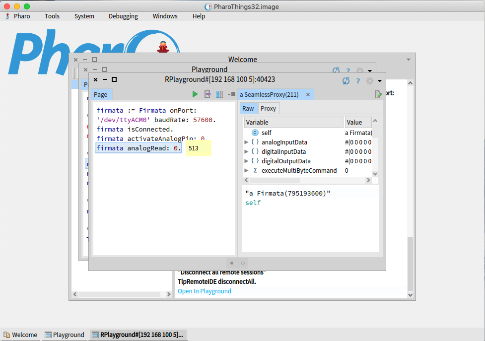 Capacitive-Soil-Moisture Sensor with Arduino via Firmata Result